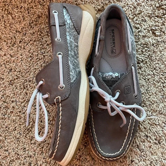 Sperry Top Sider Gray Sequin Boat Shoes size 6M like new - Picture 4 of 7